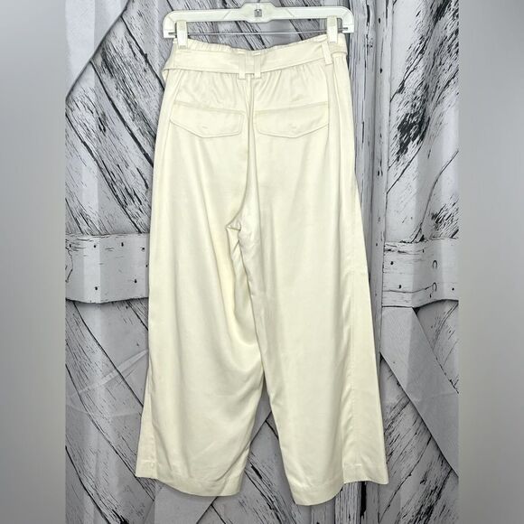 Vince Belted Wide Leg Pants Cropped Cream Size XS - Picture 2 of 8